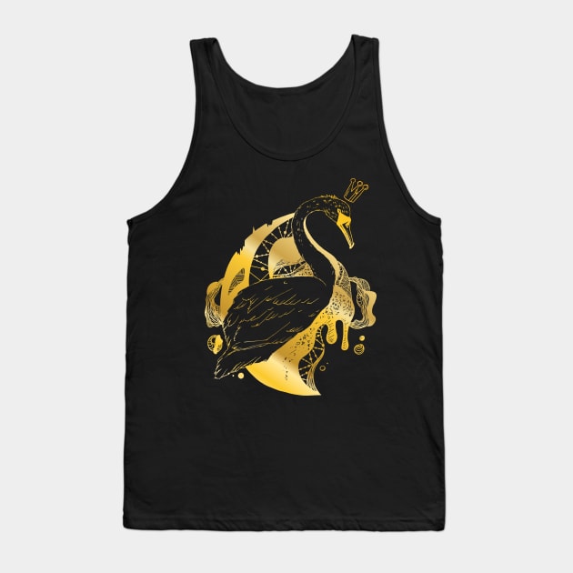 Gold Swan Queen Tank Top by kenallouis